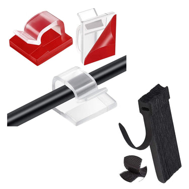 IBRIQO® 60 Clips Adhesivos Transparentes Sujeta Cables y 10 Bridas